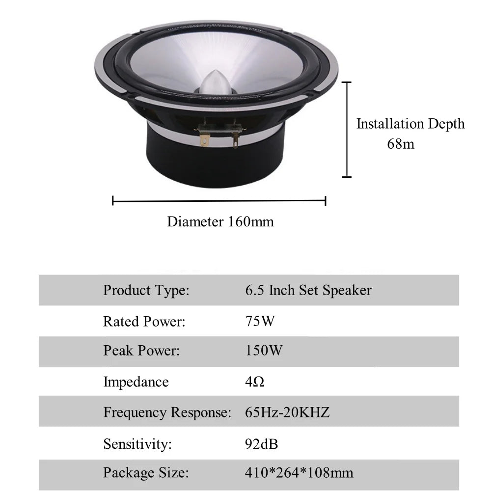 Universal 6.5" 150W Car Speaker Kit