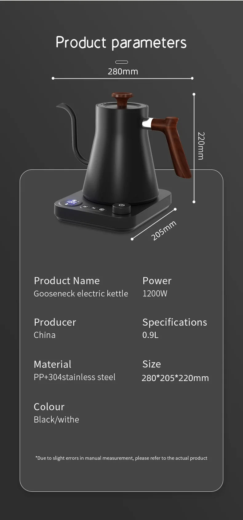 1200W Smart Gooseneck Kettle with Temperature Control