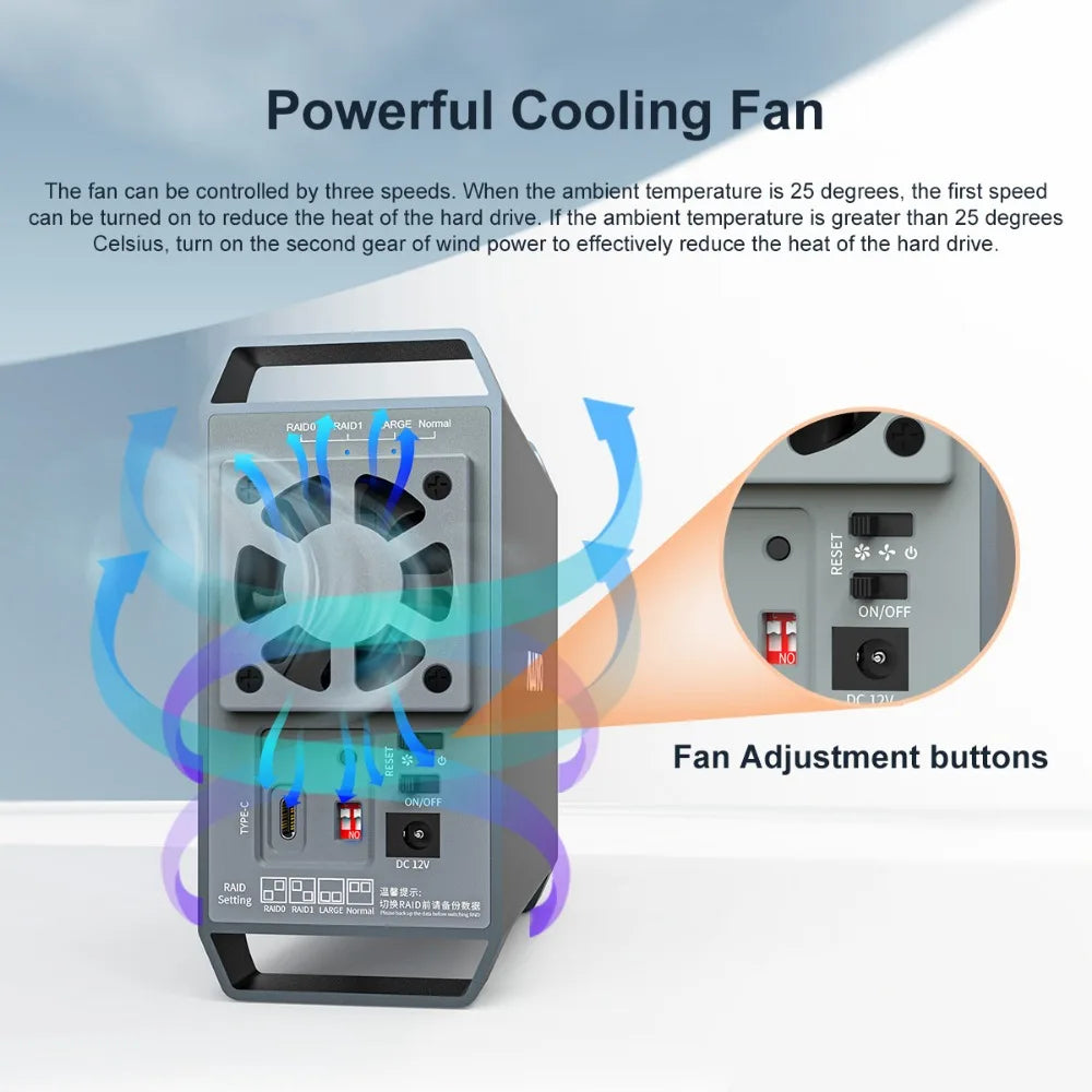 High-Speed 10Gbps Dual Bay External HDD RAID Box
