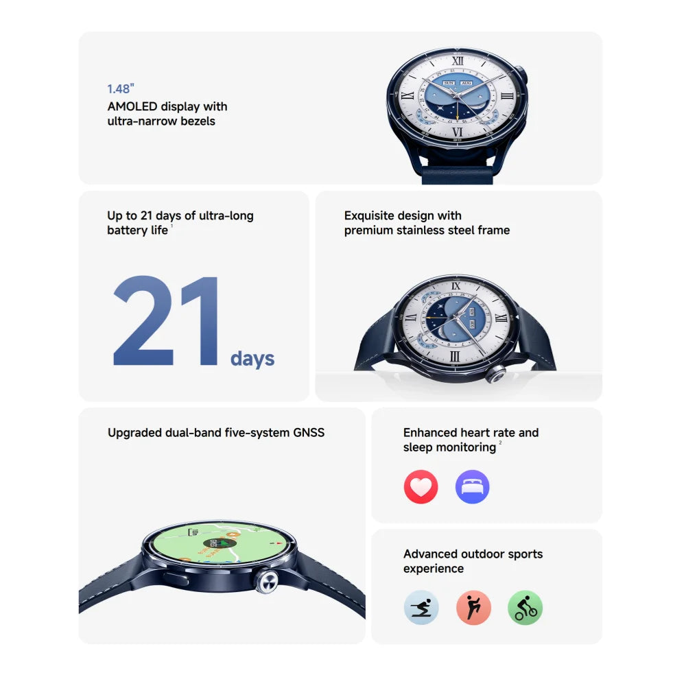Smartwatch 1.48" AMOLED Health Monitoring 150+ Sports Modes