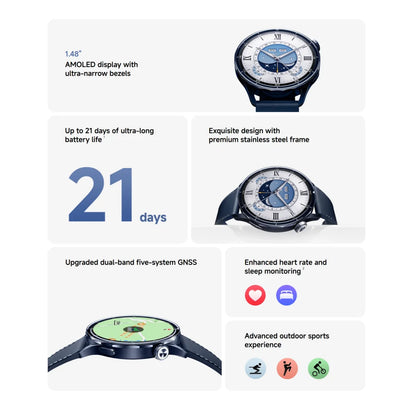 Smartwatch 1.48" AMOLED Health Monitoring 150+ Sports Modes