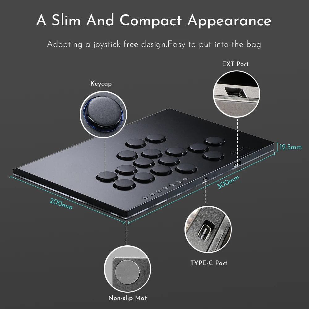 Portable Hitbox Controller Aluminium Alloy Leverless Gaming