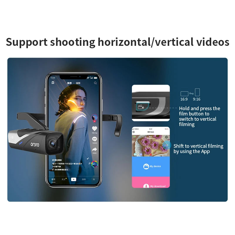 4K 60fps Wearable Action Camera with Head Mount Silver