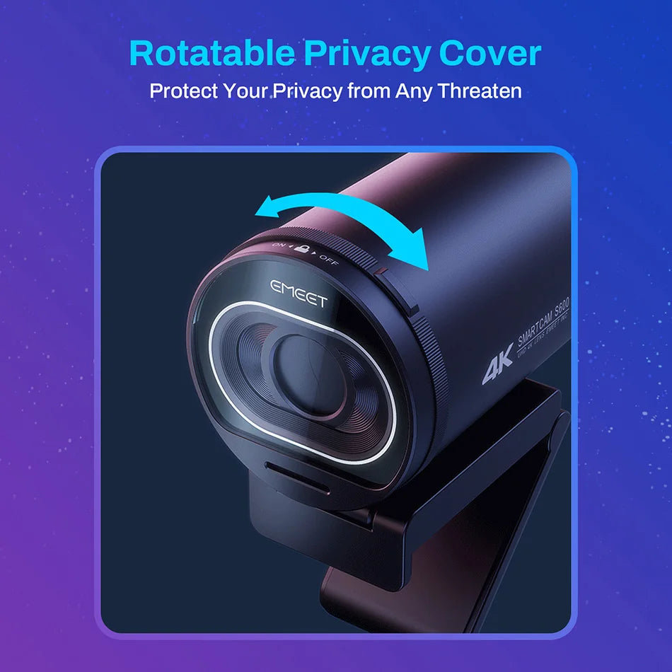 4K USB Webcam with Autofocus and Dual Microphones