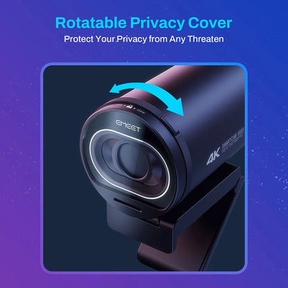 4K USB Webcam with Autofocus and Dual Microphones
