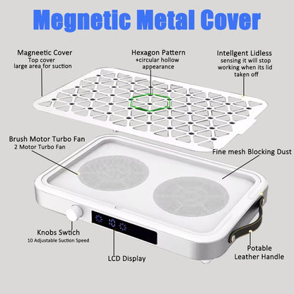 Portable Nail Dust Collector 1600PA Dual Fan Silver