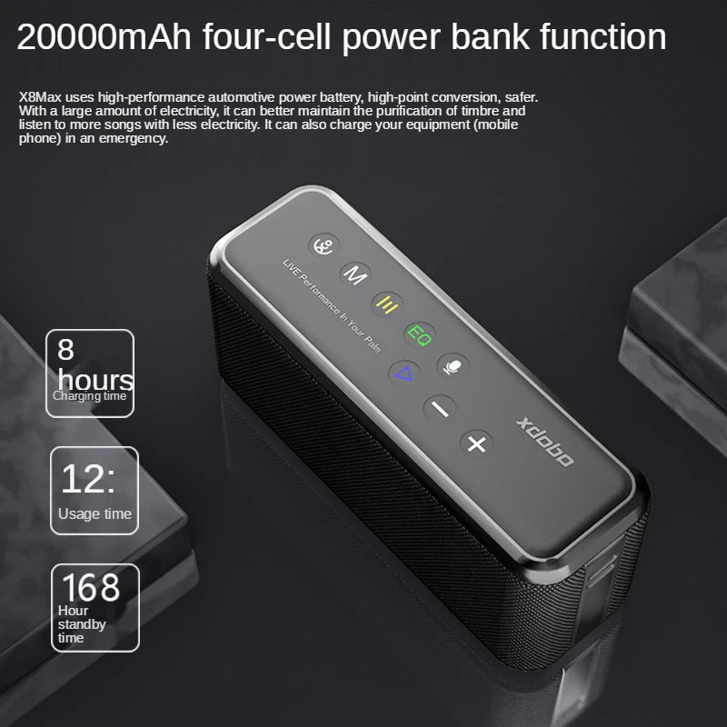 Portable 100W Bluetooth Speaker with Subwoofer and 20000mAh Battery