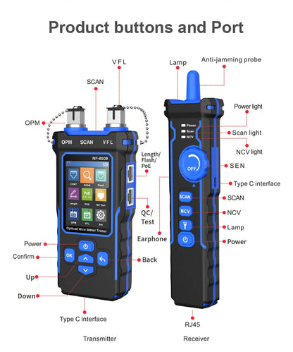 LCD Network Cable Tester with Wiremap PoE and Length Meter