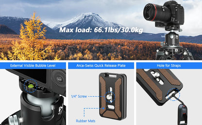 52mm Low Profile Tripod Ball Head Arca Quick Release Plate