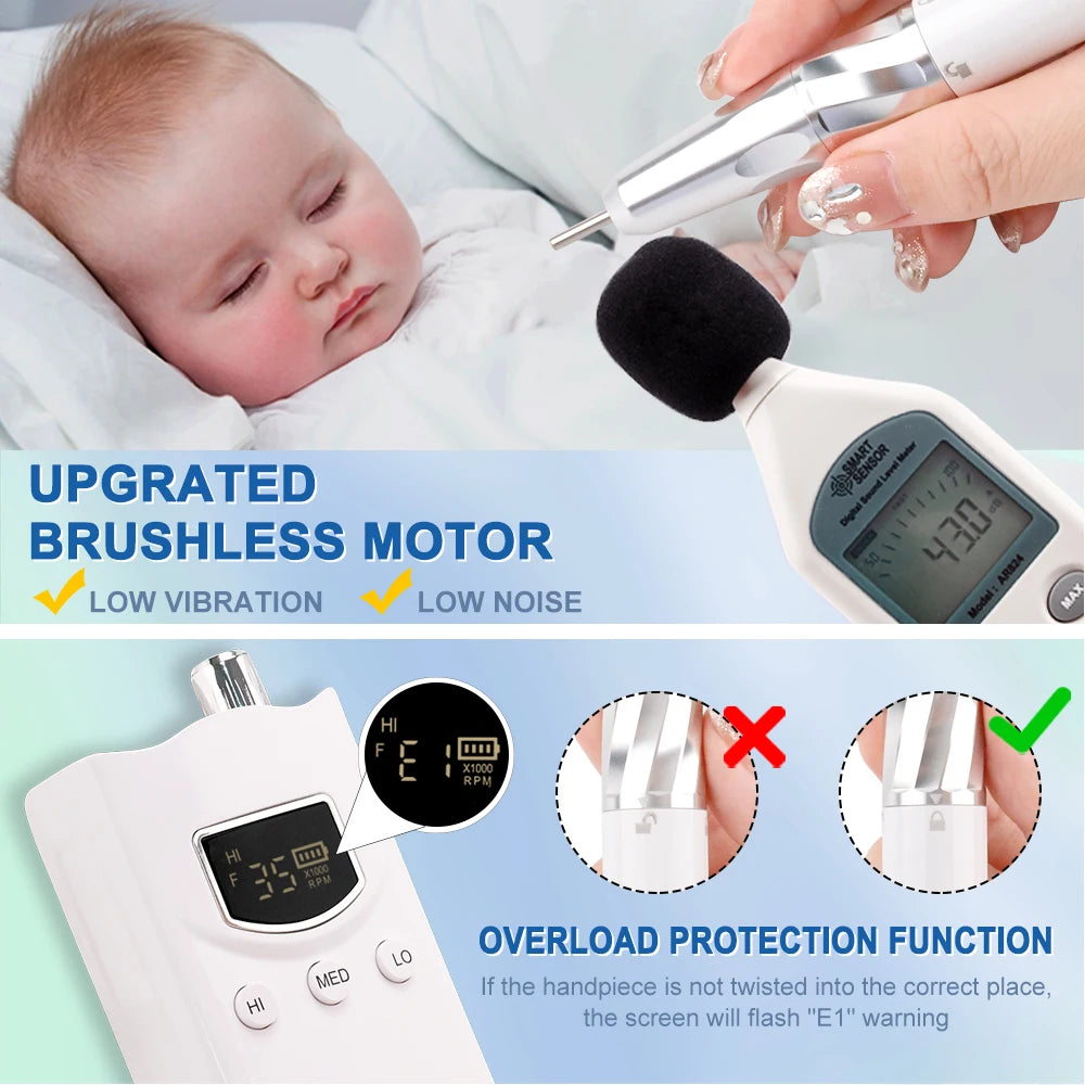 Gradient Purple 85W Electric Nail Drill 35000RPM