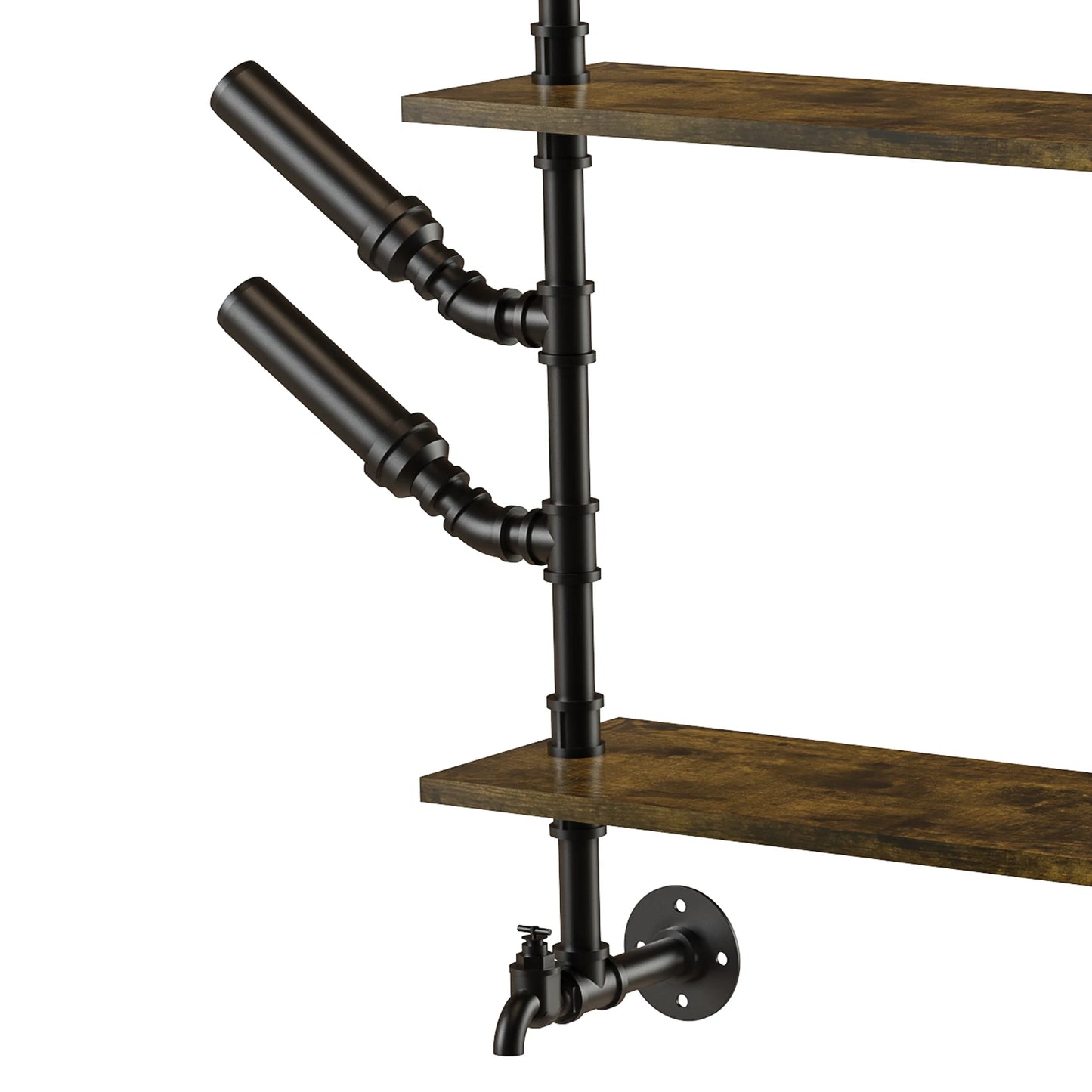 Pipe Bar Liquor Shelf with Wine Glass Holder