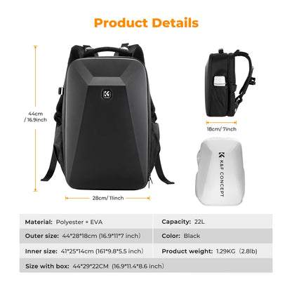 Waterproof 22L Camera Backpack Gray – Large Travel Photography Bag