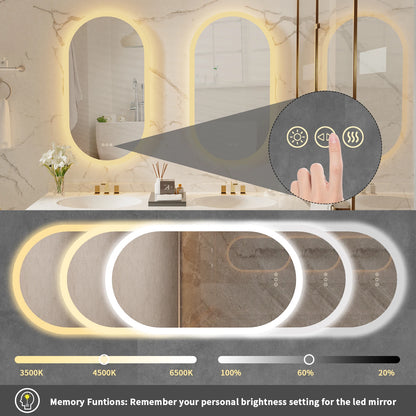 Frameless LED Wall Mirror 20x40in Vanity Mirror