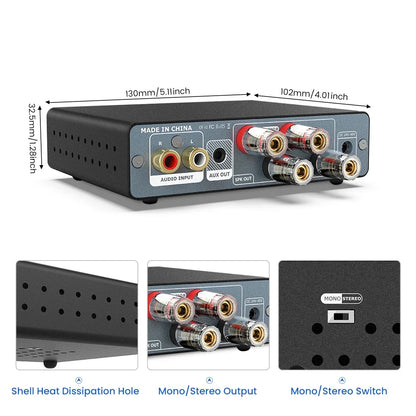 2 Channel 300W Stereo Amplifier with 32V Power