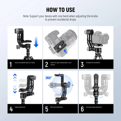 360 Panoramic Gimbal Head for Tripod & Monopod