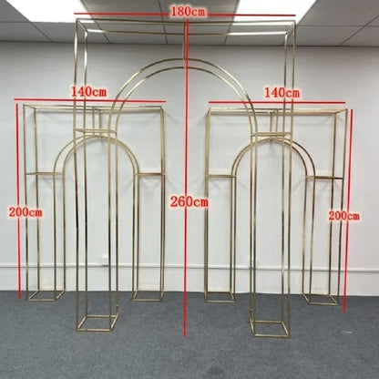 Luxury Gold Wedding Arch Backdrop 3-Piece