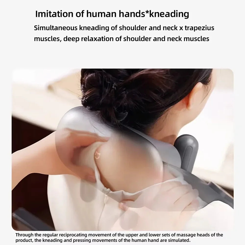 Rechargeable Neck Massager with Custom Modes and Hot Compress