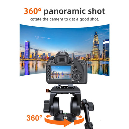 Panoramic Fluid Video Tripod Head with Quick Release Plate