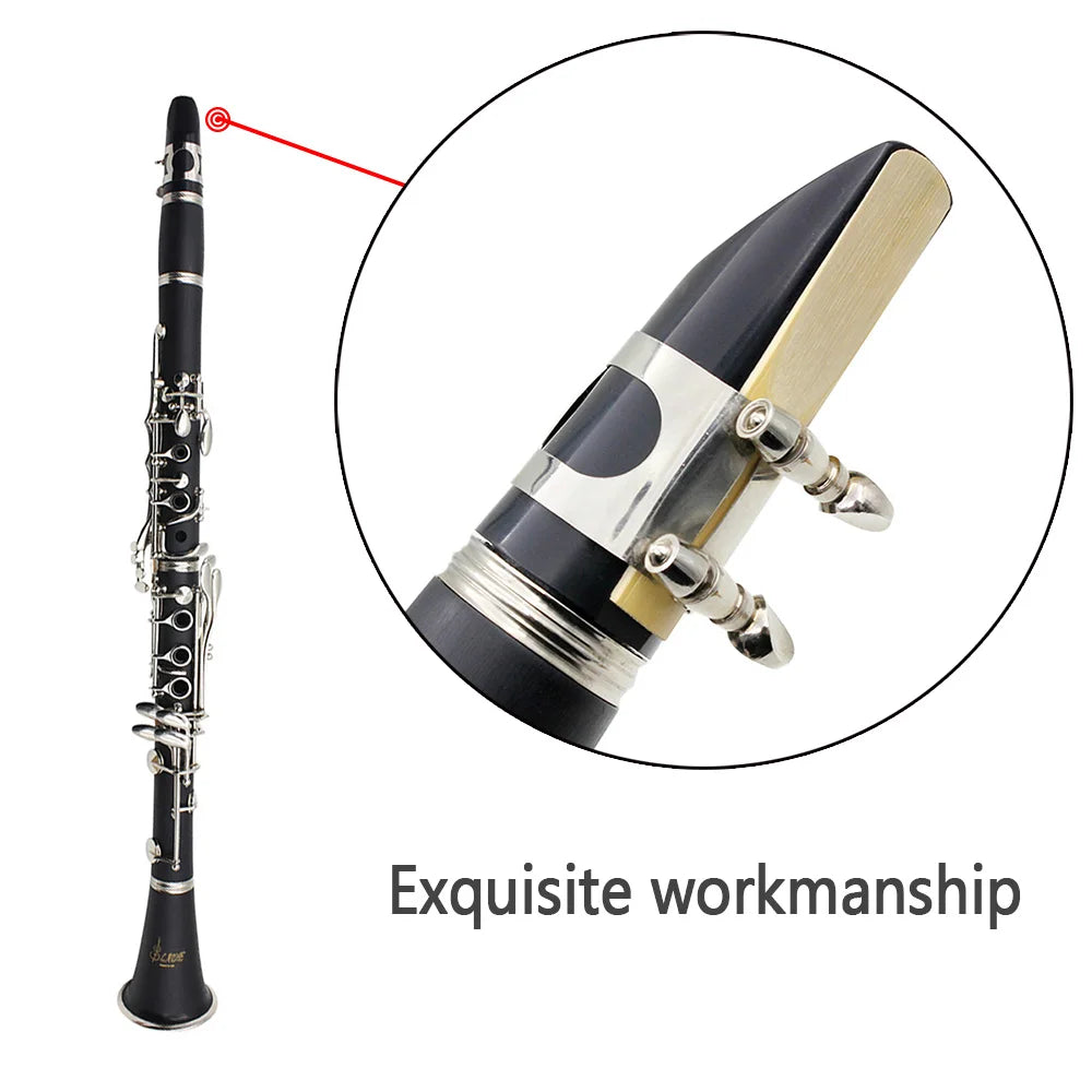 White Professional Bb Clarinet Bakelite 17 Keys Music Instrument