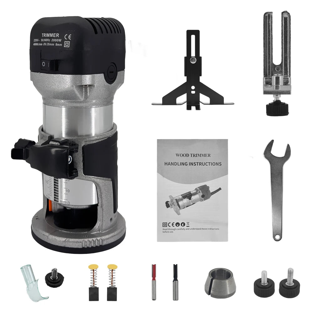 Black 2000W Electric Wood Router with 40000RPM