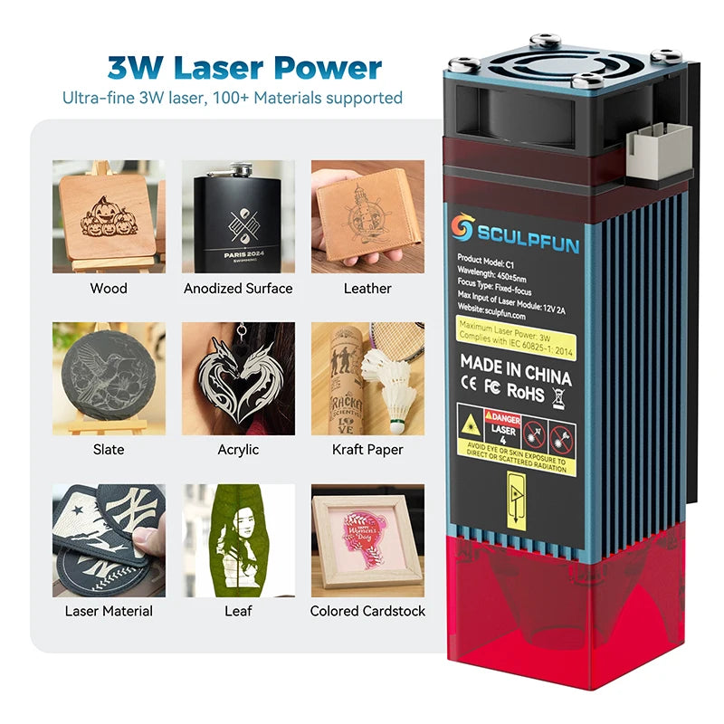 Compact 3W Laser Engraver Plug and Play Craft Machine