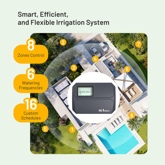 Smart 8-Zone Garden Irrigation Controller for Lawn & Courtyard