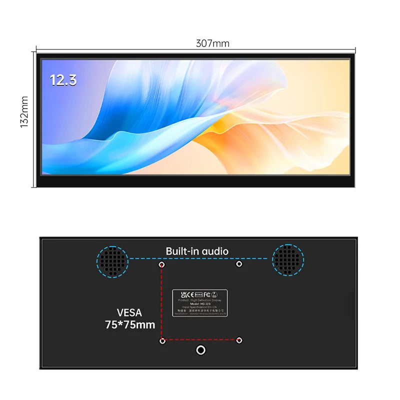 12.3 Inch Touchscreen Bar Monitor 1920x720 IPS Display