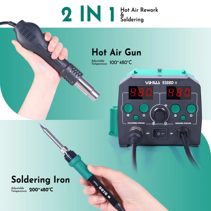 740W Hot Air Rework Soldering Station with LED Lamp