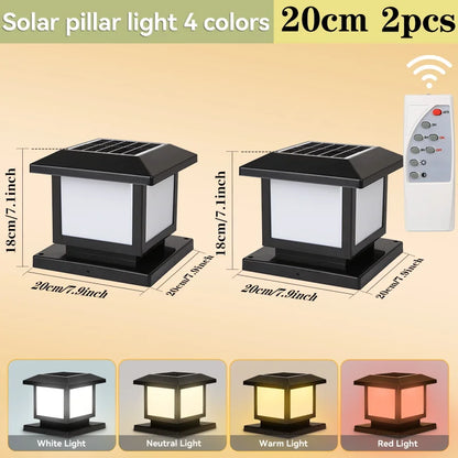20cm Waterproof Solar LED Post Lights 2 Pack