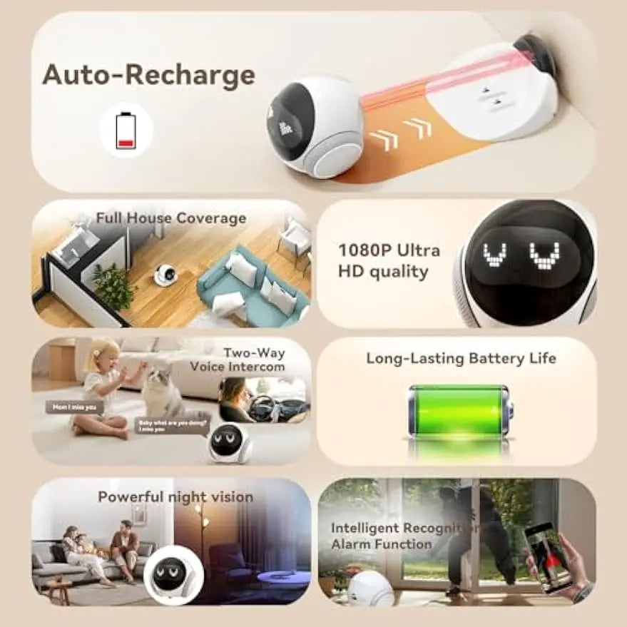 Smart Pet Camera Robot with Auto Recharge and Night Vision