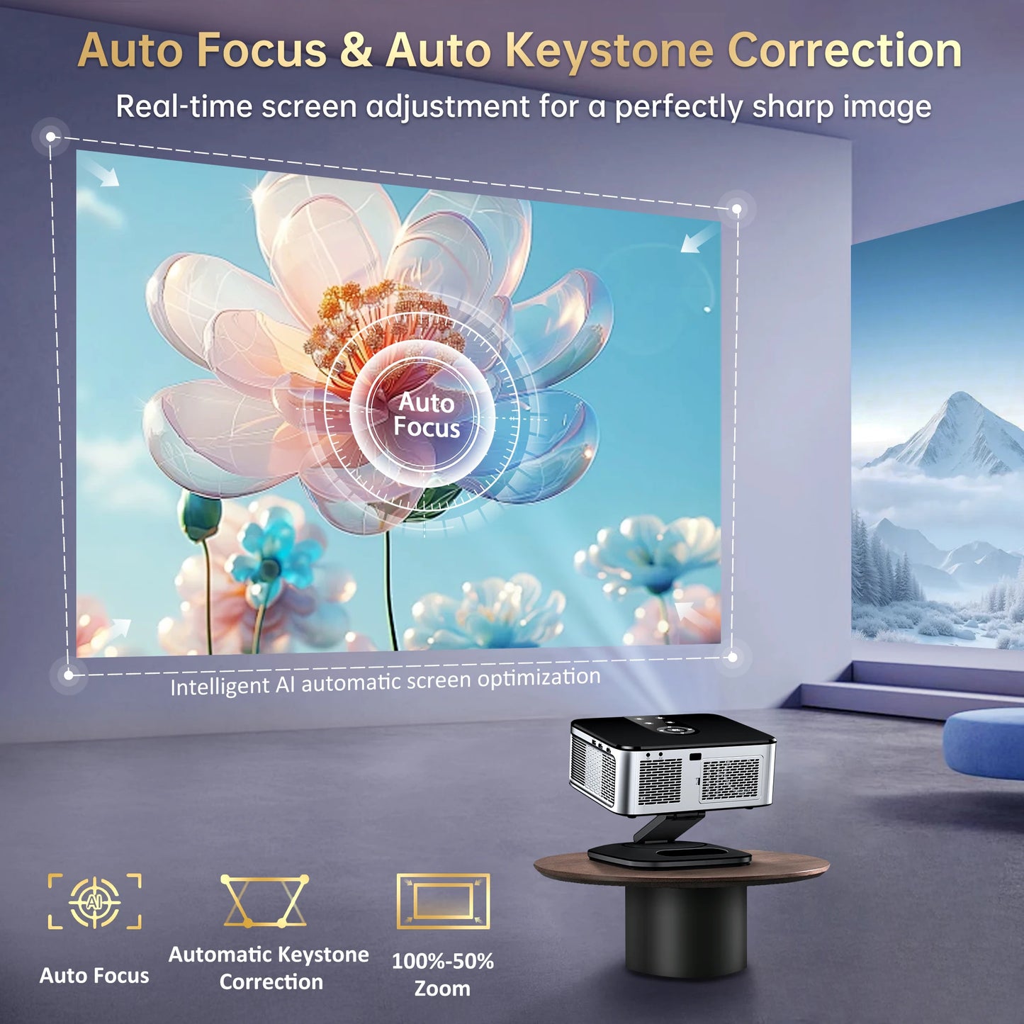 Portable 4K Home Theater Projector Android 11 Smart
