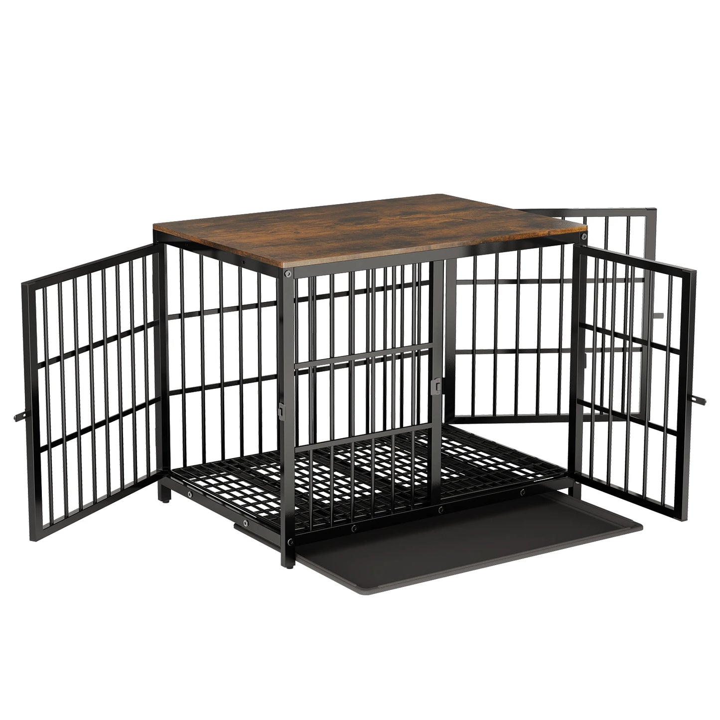 XL Heavy Duty Dog Crate with 3 Doors & Tray