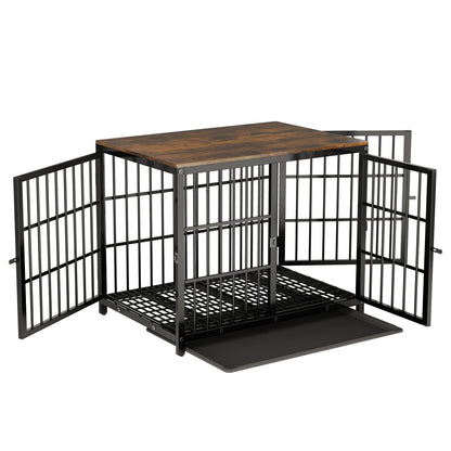 XL Heavy Duty Dog Crate with 3 Doors & Tray