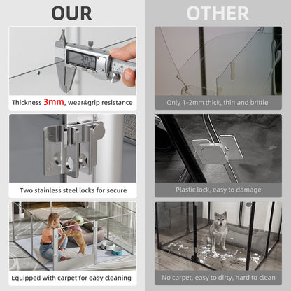 132cm Clear Acrylic Dog Playpen Waterproof Pad