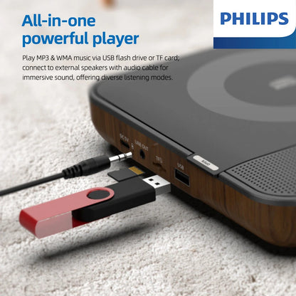 Retro Bluetooth CD Player with USB TF Card & Stereo Speakers
