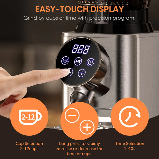 Electric Conical Burr Coffee Grinder with 48 Grind Settings