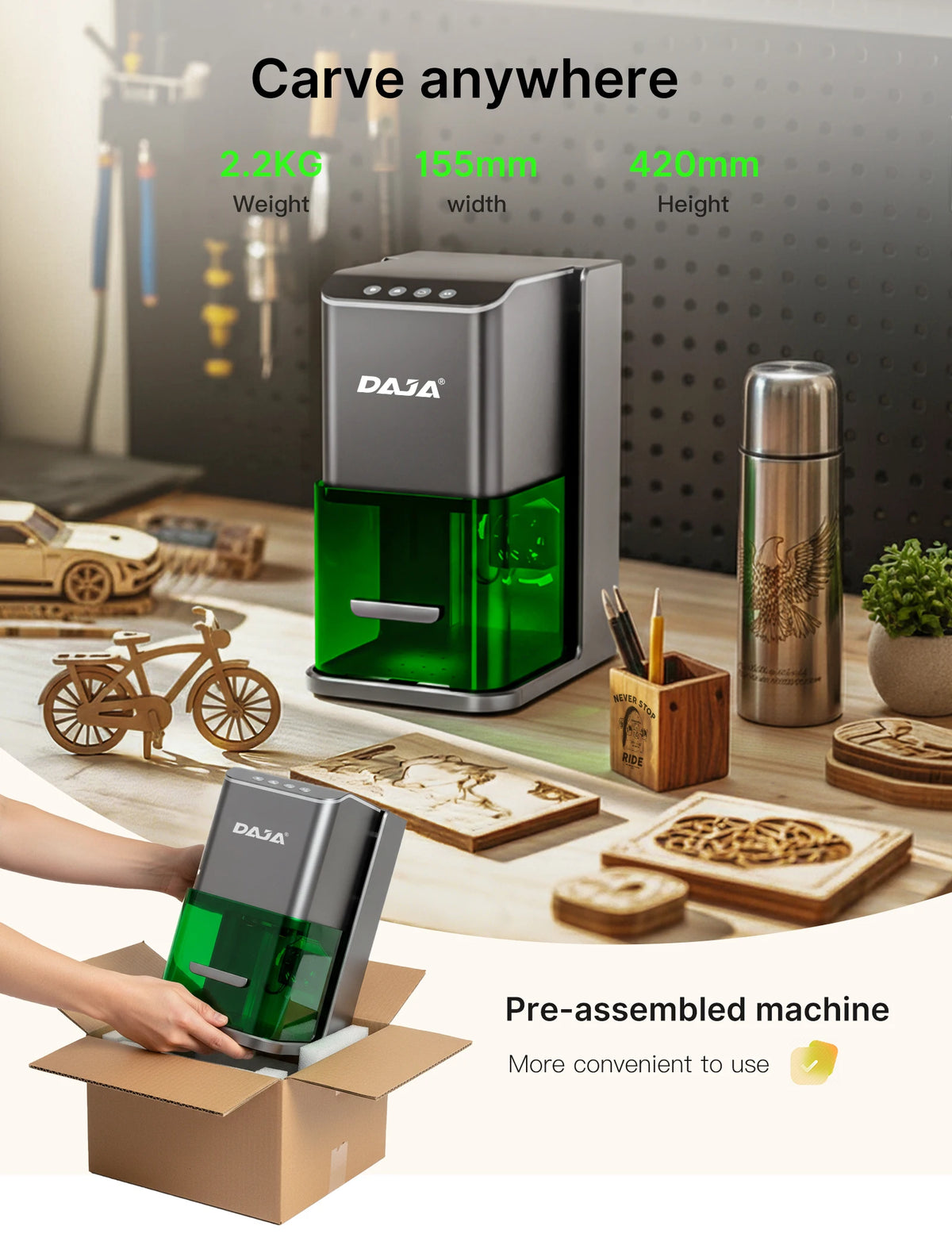 10W Laser Engraver Mini Galvanometer Stainless Steel Wood Glass
