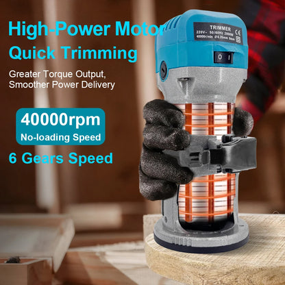 Blue Heavy Duty 2000W Wood Trimming Router Tool