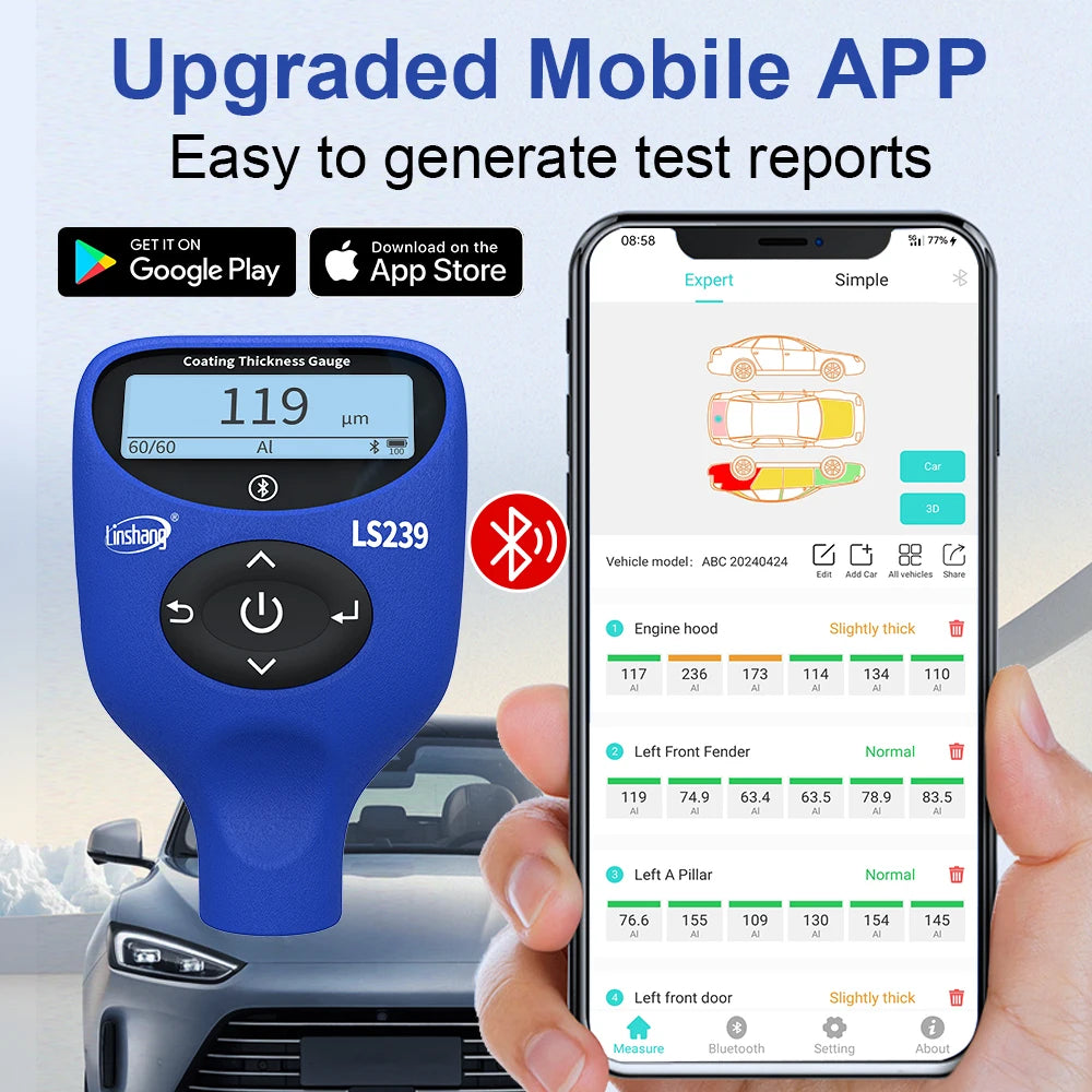 Digital Car Paint Thickness Gauge High Precision Tester