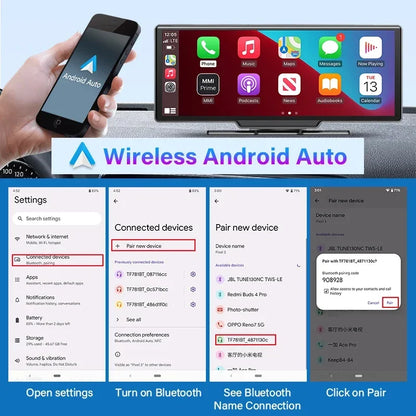 10.26 Inch 4K Dash Cam Rear Camera 64G