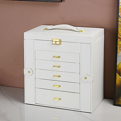 Luxury White Jewelry Organizer Five Layer Necklace Ring Watch Box
