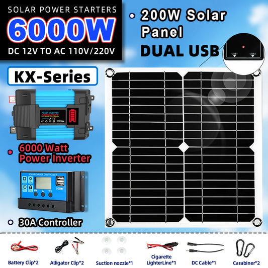 Portable Off-Grid Solar Kit 6000W Inverter 220V
