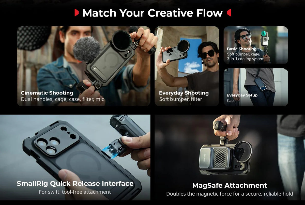 Dual Handheld Mobile Rig Kit for iPhone 17 Pro Stable Footage