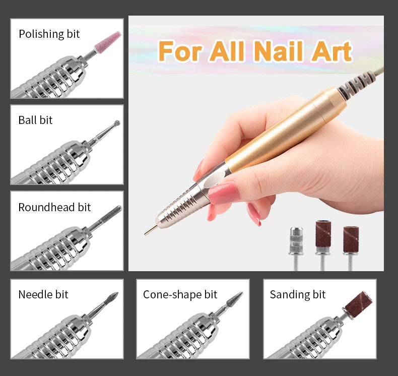 Mermaid Electric Nail Drill with Desktop Base Cordless