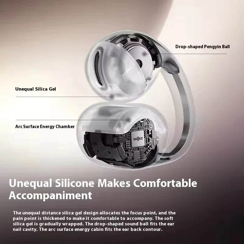 White Bluetooth Ear Clip Headphones Lightweight Hifi