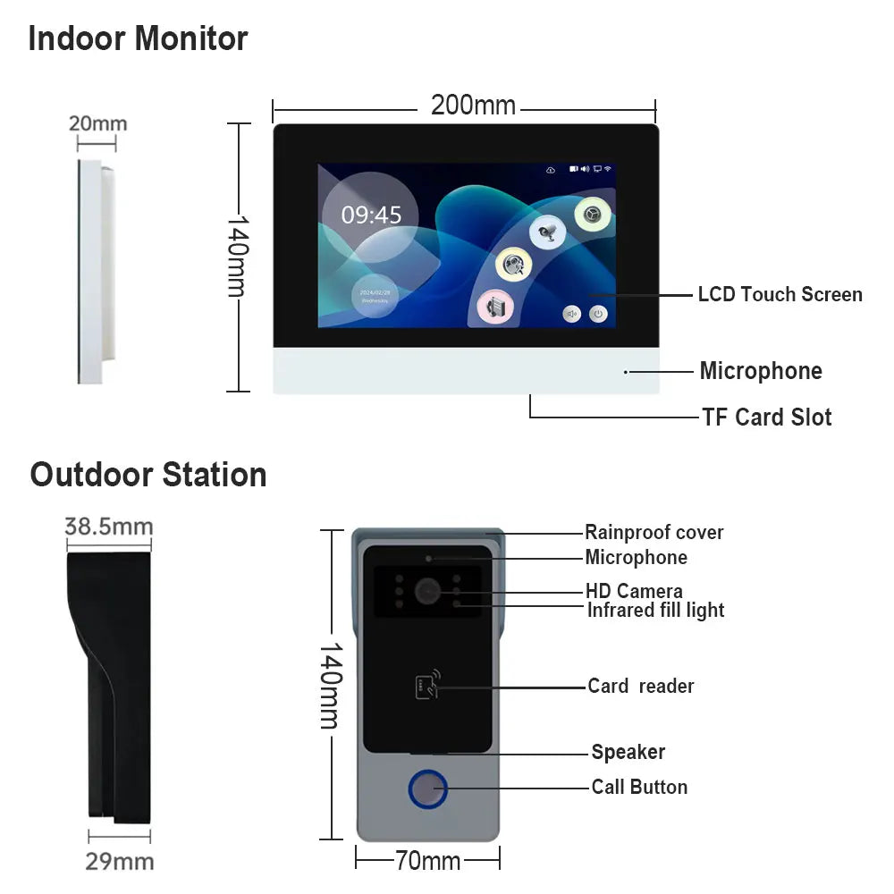Smart Video Door Phone with 7'' Touch Monitor