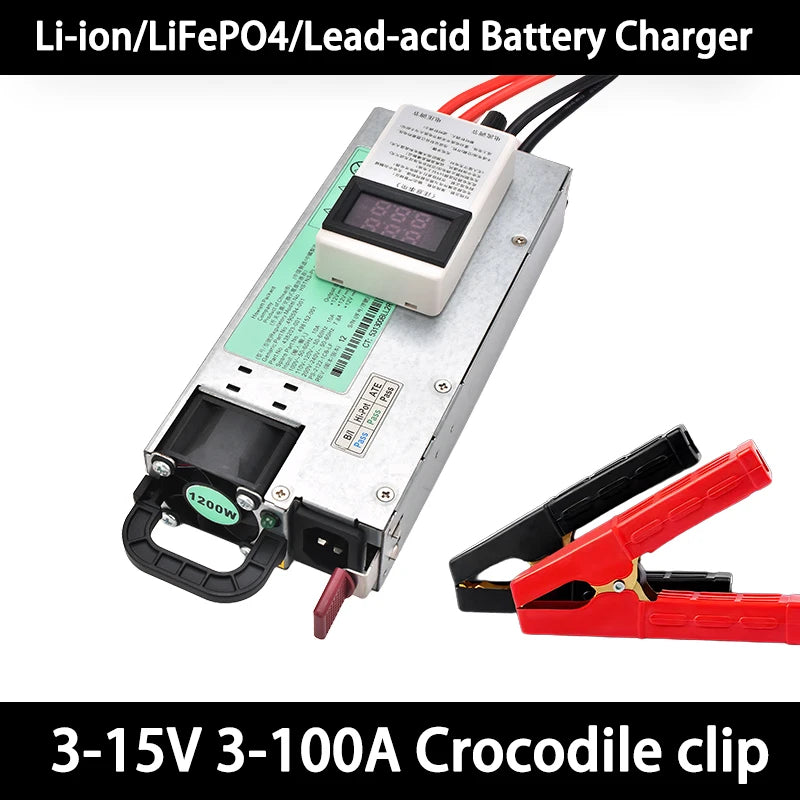 Solar-Ready 100A 12V Charger with Clip Connectors