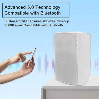 300W Bluetooth Wall Mount Speakers 2-Pack White