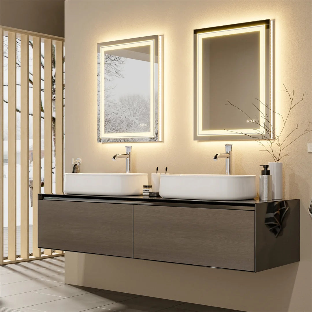 LED Bathroom Mirror with Bluetooth Speaker & Anti-Fog