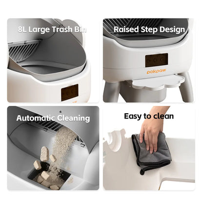 Quiet Smart Self-Cleaning Cat Litter Box with App Control